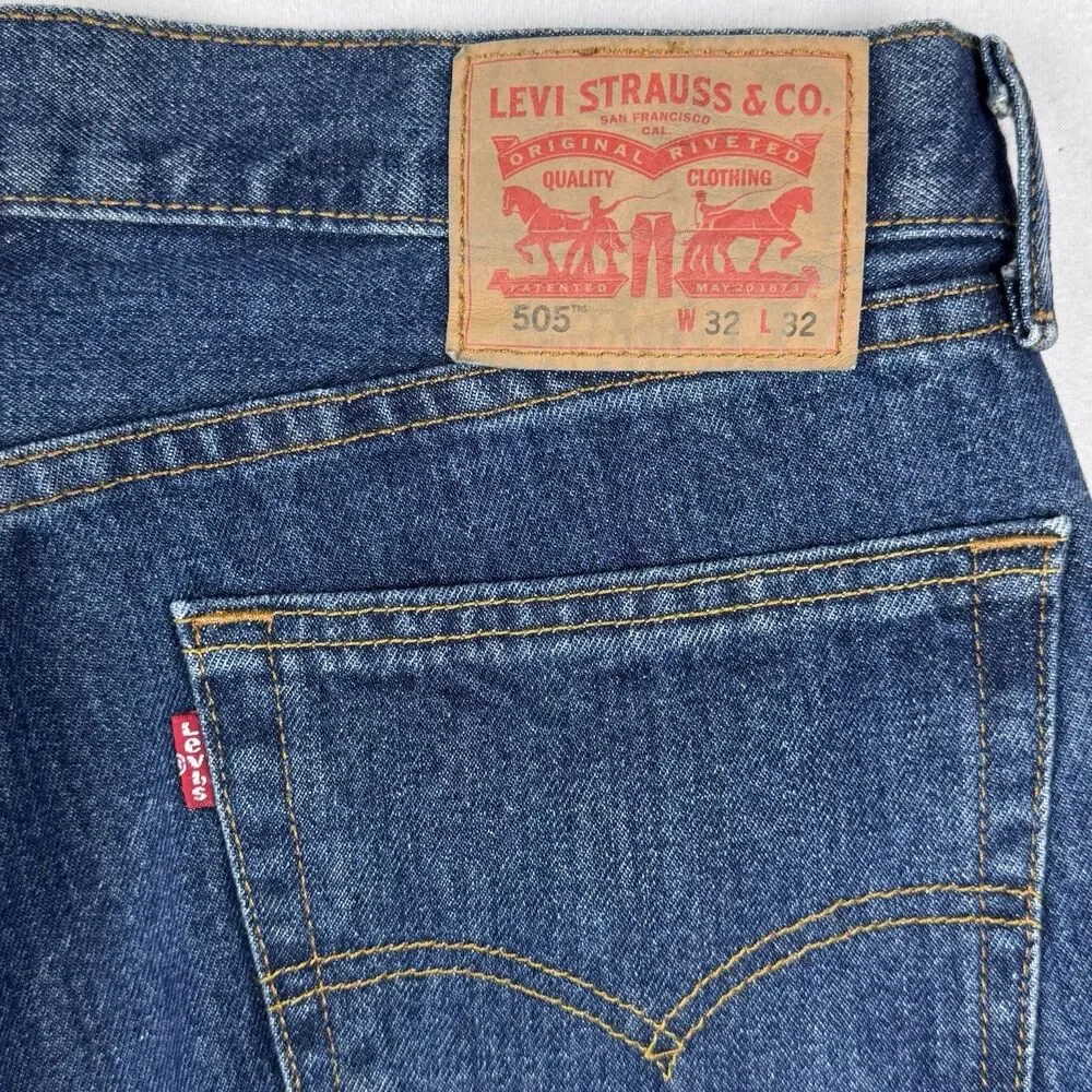 Levi's 505 Men's Jeans Size 32 Blue Regular Straight Denim 100% Cotton